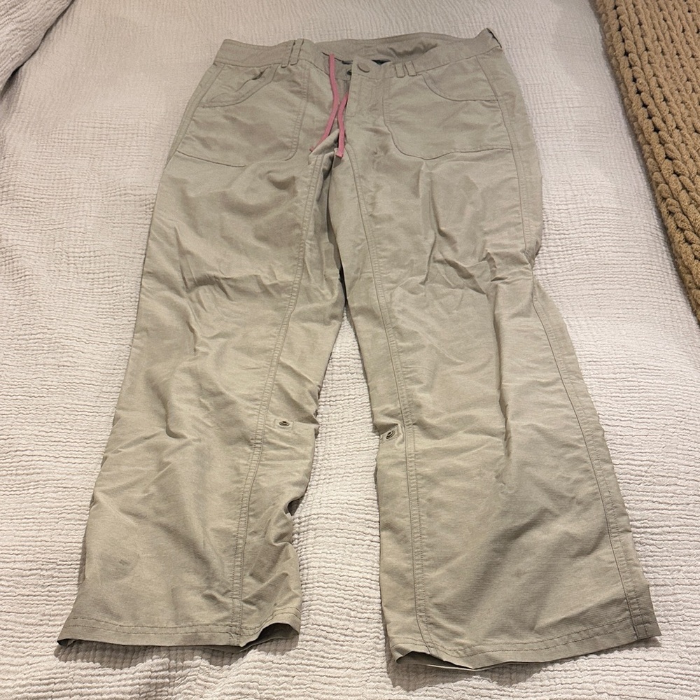 The North Face Women's Straight Leg Pants - Tan with Pink Accent